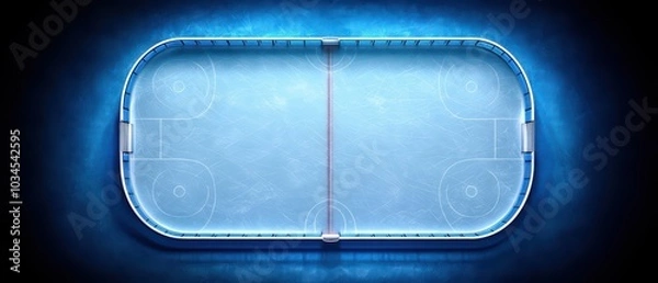 Fototapeta Aerial view of an illuminated ice hockey rink on a dark blue background.