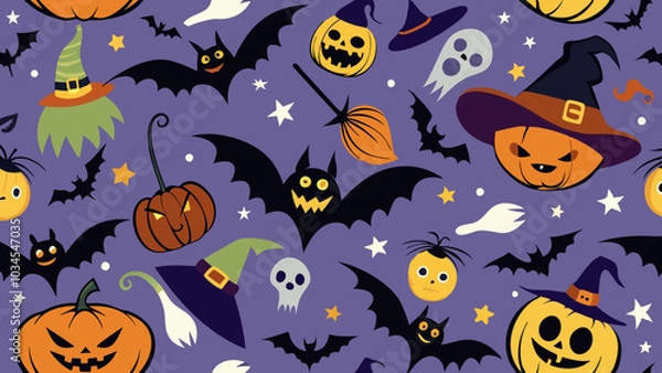 Fototapeta halloween seamless pattern with pumpkins