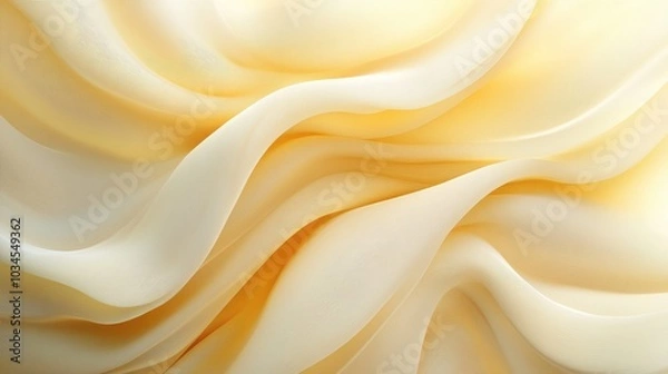 Obraz A delicate fabric with a soft, pale yellow hue, featuring intricate patterns and flowing waves, ideal for elegant apparel or decoration.