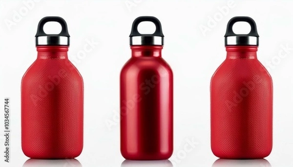 Fototapeta Red reusable water bottle mockup isolate on white background