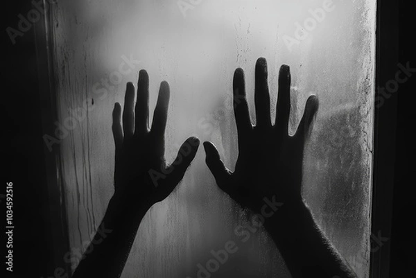Fototapeta Two hands in the dark. Halloween and horror, nightmare, daemon, pain, murder, scream and fear concept. 