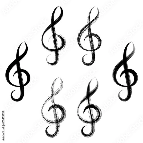 Obraz Treble clefs brush strokes design