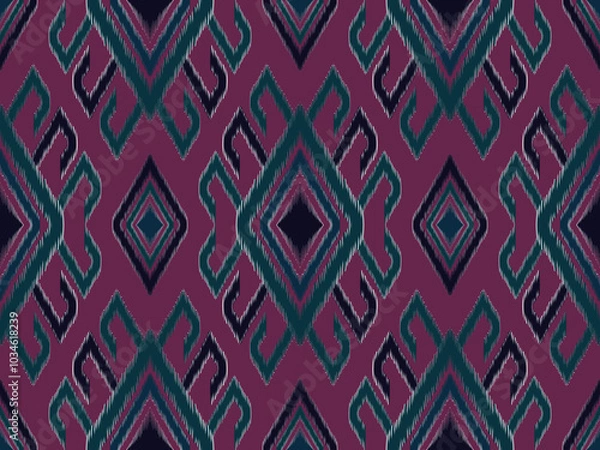 Fototapeta Ikat ethnic seamless pattern