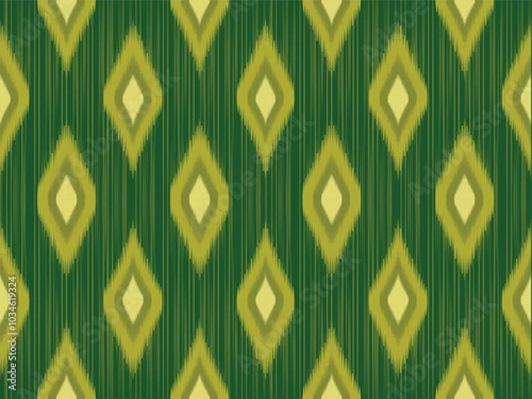 Fototapeta  Green ikat seamless pattern background