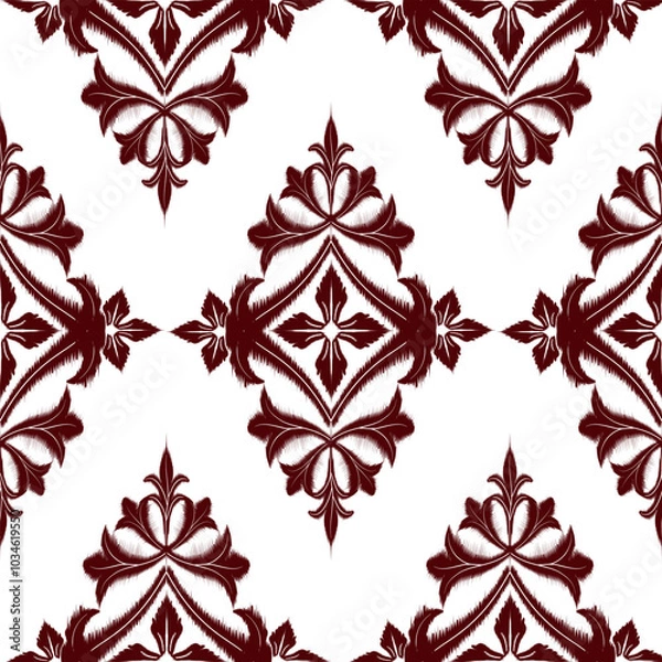 Fototapeta Ikat seamless pattern with elements