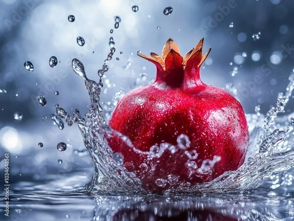 Fototapeta Pomegranate Splashing in Water with Dramatic Effect