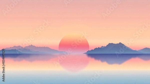 Fototapeta Serene Sunset Reflection Over Mountain Landscape