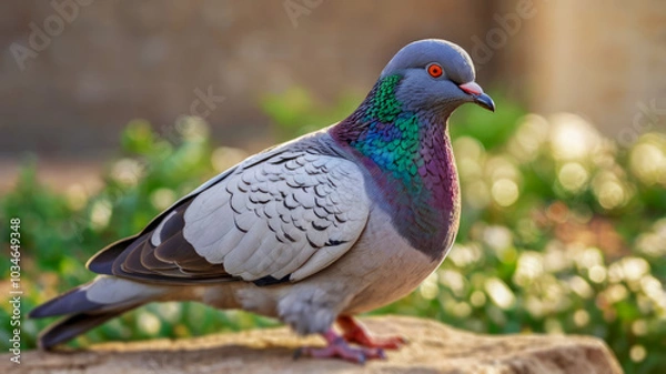 Obraz Rock Pigeon Bird Standing on Rocky Terrain With Its Plumage Blending With the Natural