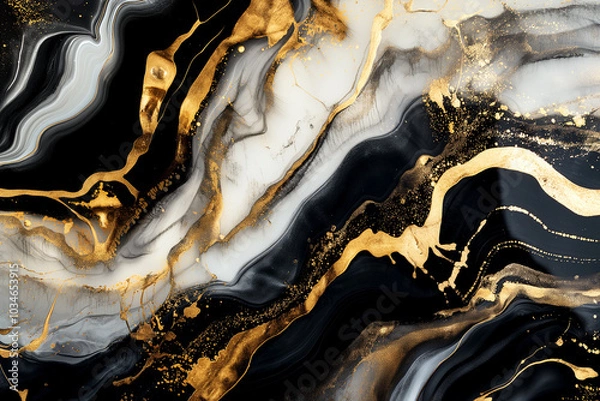 Fototapeta abstract black and golden marble background with a smudge grey effect and golden veins, abstract background, fake painted artificial stone texture