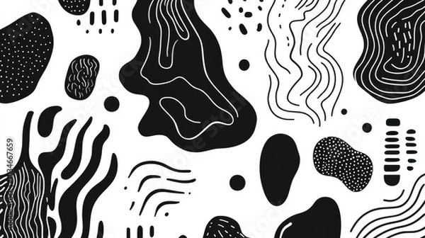 Fototapeta Abstract creative elements illustrated on a white background This vector collection features hand drawn shapes suitable for patterns wallpapers posters flyers email headers and home decor