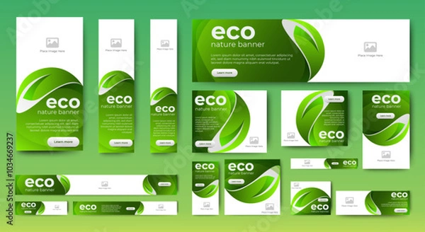 Fototapeta Green banner design web template Set, Horizontal header web banner. Modern Gradient green cover header background for website design, Social Media Cover ads banner, flyer, invitation card
