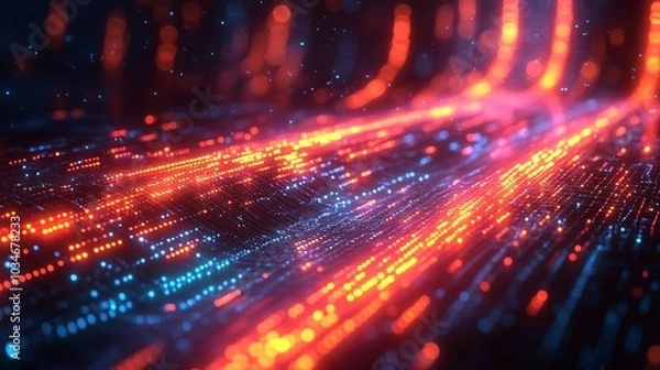 Fototapeta Glowing Organic Patterns in Digital Interface