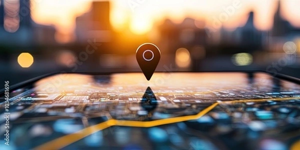 Fototapeta small business, GPS tracking concept, digital UX/UI, geolocation