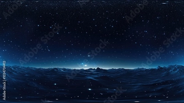 Fototapeta 360 degree space background with stars panorama in 3D cartoon rendering featuring equirectangular projection and HDRI environment map Night starry sky illustration