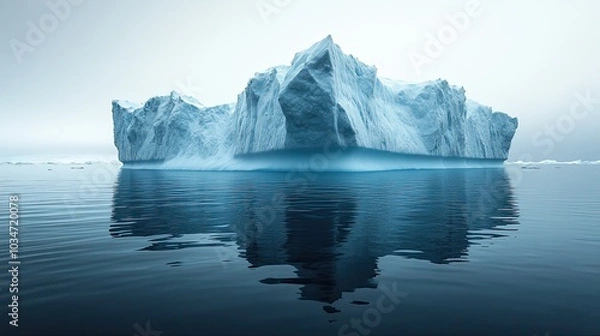 Fototapeta concept of an iceberg with only the tip visible above the water symbolizing the hidden and unseen aspects that lie beneath the surface.illustration