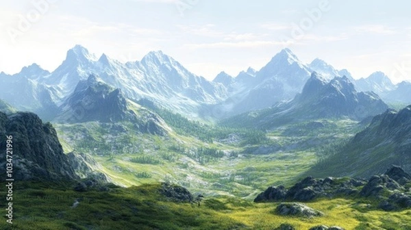 Fototapeta Majestic peaks rising against a clear sky showcasing the beauty of nature and rugged landscapes