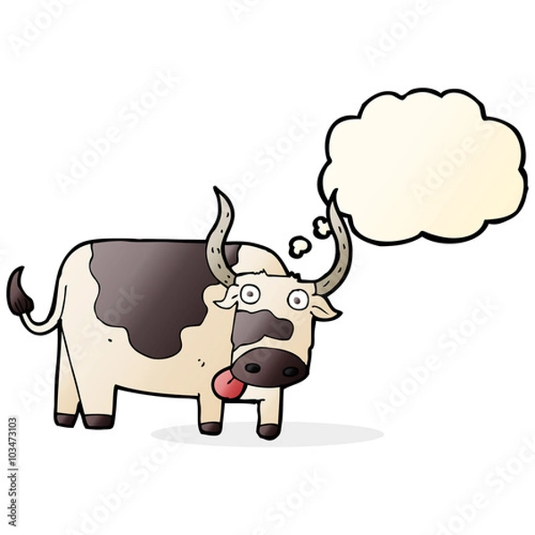 Fototapeta cartoon bull with thought bubble