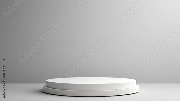 Obraz A White Circular Platform on a Grey Background
