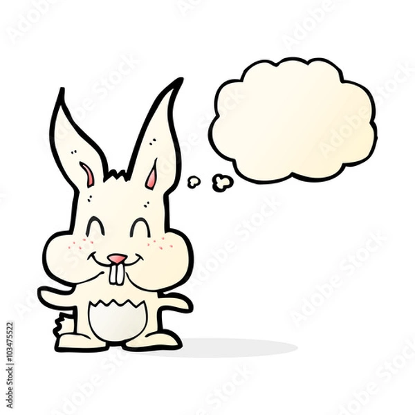 Fototapeta cartoon rabbit with thought bubble