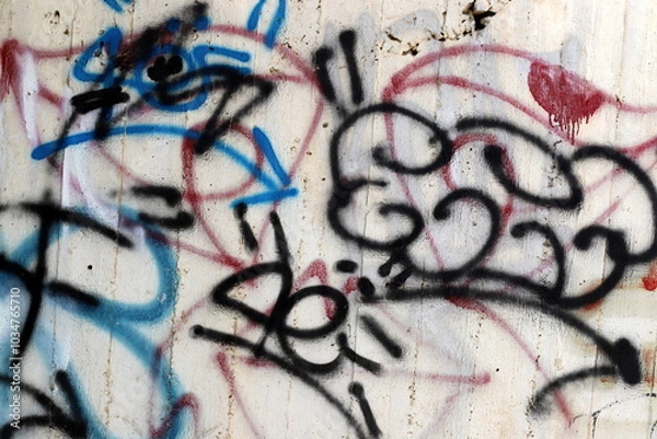 Fototapeta Tel Aviv Israel 10 10 2024 . Graffiti on the facade of a house wall on a street in the city