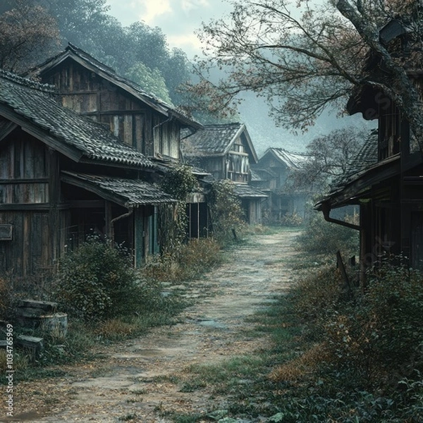 Fototapeta 廃村、怖い話、日本、怖い