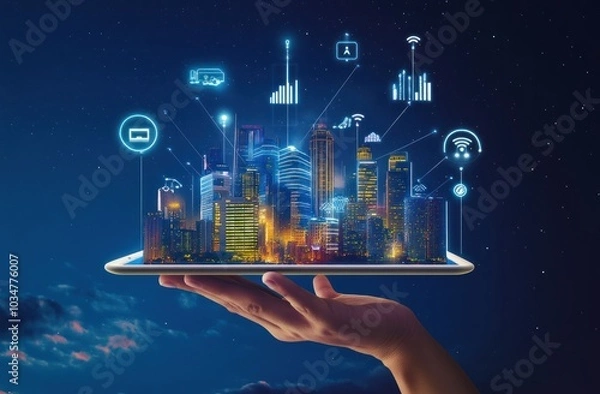Obraz Smart City in the Palm of Your Hand