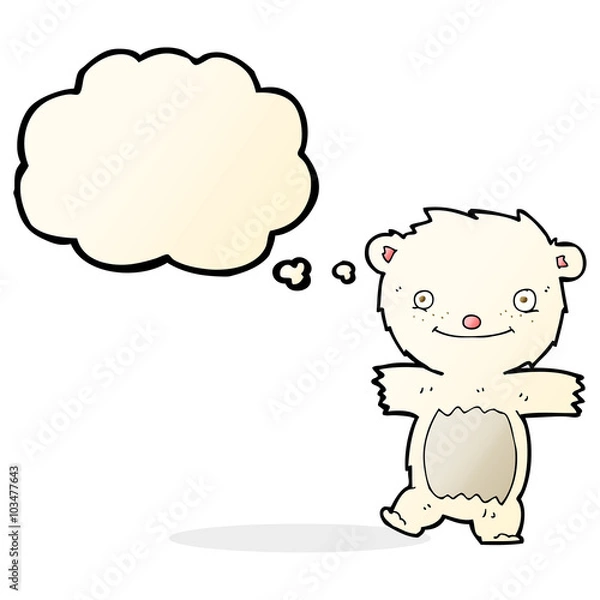 Fototapeta cartoon polar bear cub with thought bubble