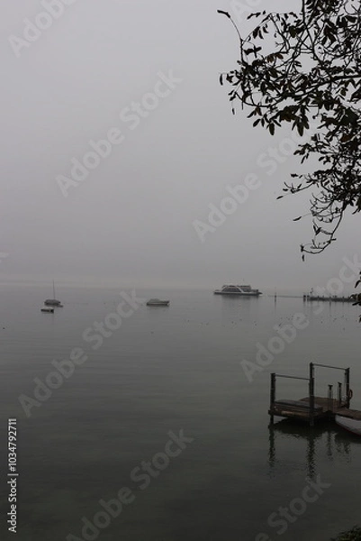 Obraz Morgenstimmung am Bodensee bei Konstanz im Nebel Morgennebel