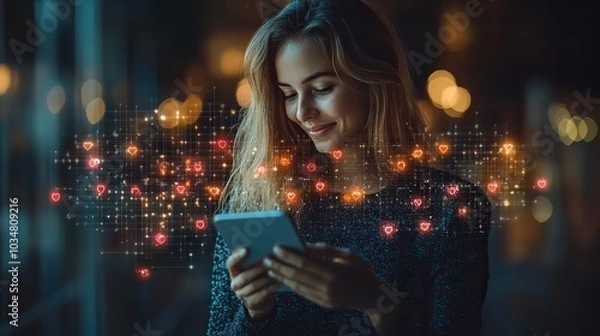 Fototapeta social medi engagement concept with user interacting by liking and sharing content symbolizing audience interaction and online community growth.illustration