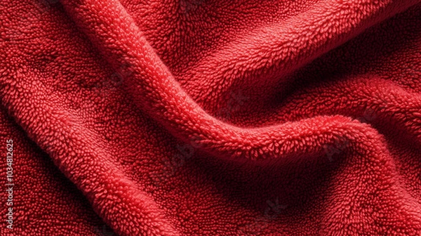 Fototapeta Close up of soft red towel fabric texture and background