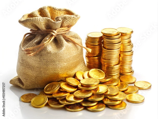 Fototapeta bag with coins