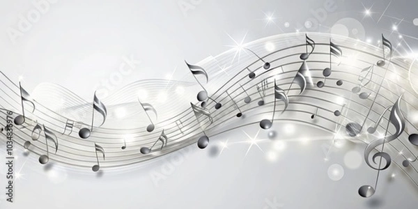 Obraz Silver Music Notes Abstract Background, music, abstract