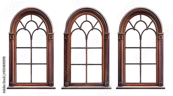 Fototapeta Wooden Window Frames on a White Background Collection Generative AI