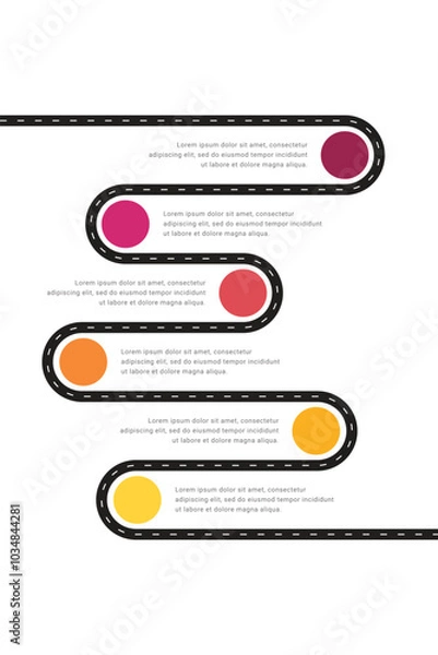 Fototapeta Roadmap infographic template design with 6 steps.
