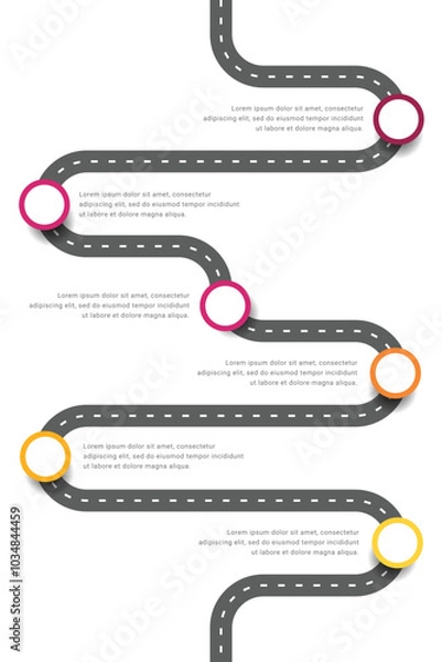 Obraz Road map infographic design with 6 steps