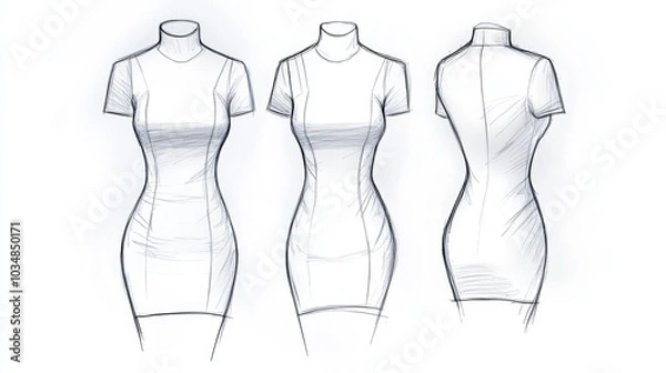 Obraz Ultra detailed, photorealistic fashion design sketch of a tailored coat with contrast piping