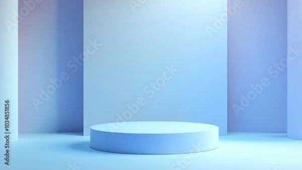 Fototapeta A Single Circular Platform in a Blue and Purple Room