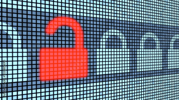 Fototapeta Broken lock security concept