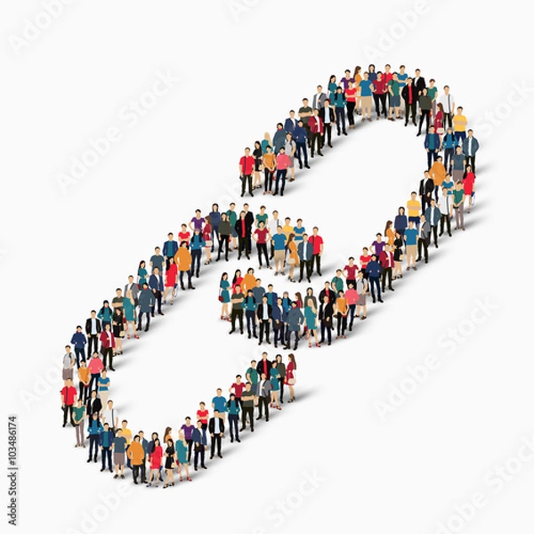 Fototapeta group  people  form  chain link