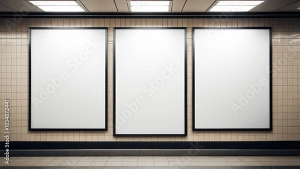 Fototapeta Present your movie posters in a realistic movie poster mockup subway environment, ideal for demonstrating how your design will look in busy urban spaces