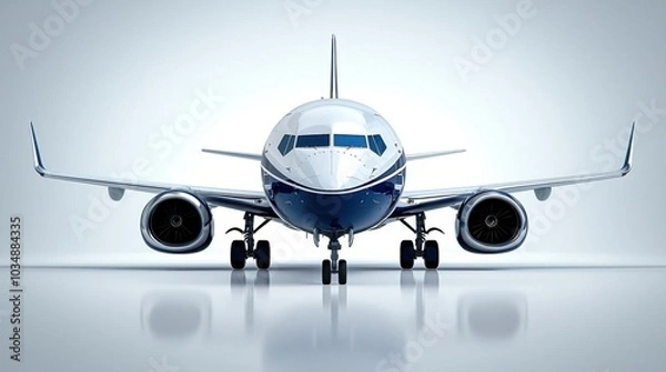 Fototapeta A photostock images of a commercial airplane in flight, isolated on white background, High Quality