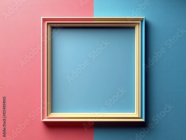 Obraz Minimalist Pastel Frame, soft pastel colors, blank center, simple geometric borders, elegant and modern design for versatile use