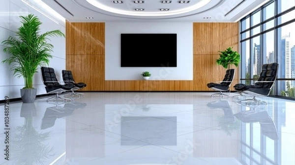 Fototapeta A photostock images of a modern office interior, isolated on white background, High Quality