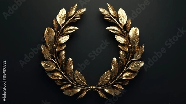 Obraz Golden laurel wreath representing triumph and accomplishment on a dark background ideal for themes related to awards or celebrations