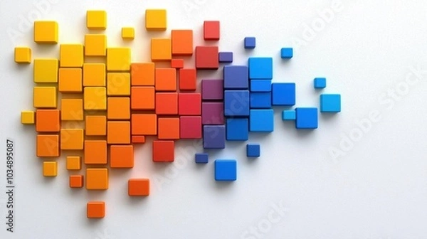 Fototapeta A photostock images of colorful pixelated gradient, isolated on white background, High Quality