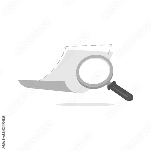 Fototapeta empty state illustration a silhouette of a document and magnifying glass, no document or data found. Ideal for concepts such as missing files, unavailable, search no result, errors in apps or websites