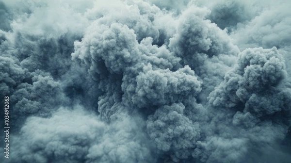 Fototapeta Gray cloud like smoke background resembling bomb smoke generated from explosions