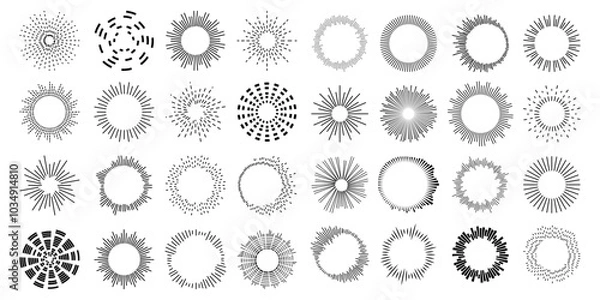 Obraz Set circular equalizer. Audio waves for music sounds. Abstract radial radio and voice volume symbol.