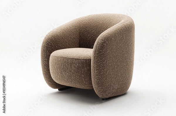 Fototapeta a barrel chair with a curved backrest and plush fabric upholstery