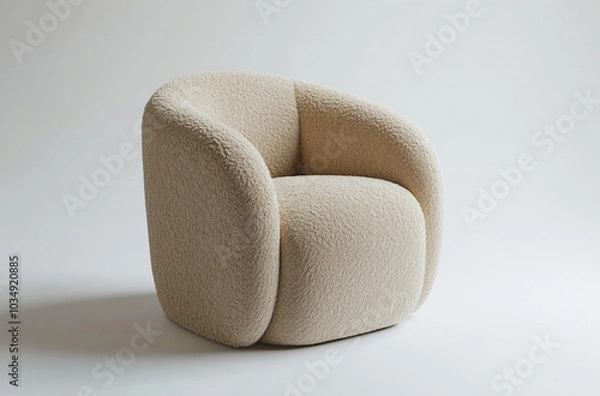 Fototapeta a barrel chair with a curved backrest and plush fabric upholstery